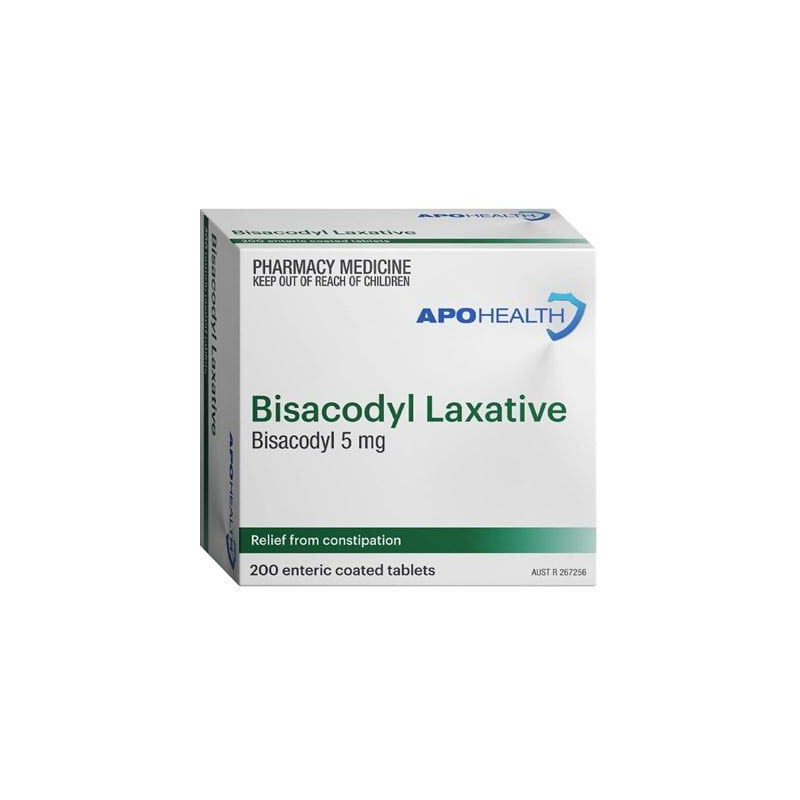APH Bisacodyl Laxative 5mg 200 Tablets Same as Dulcolax