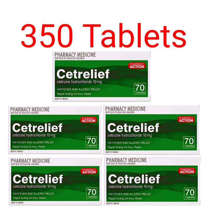 Pharmacy Action Cetrelief 10mg 350 Tablets Same as Zyrtec