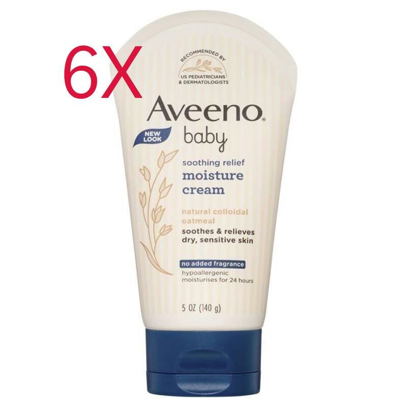 6X Aveeno Baby Soothing Relief Moisture Cream 140g